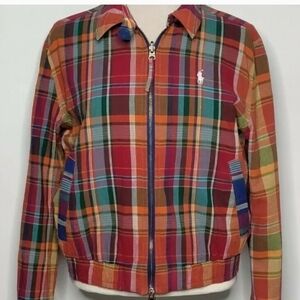 Ralph Lauren Blue Label Colorful Plaid Bomber Jacket